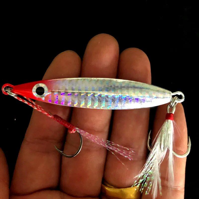 Mackerel Fish Bait, Slow Shake Jig Bait, Lure, 20g, 30g, 40g, 60g, Long Cast, Jig, Feather Hook, Artificial Lure, Sold Individually, Size: Hook; Parallel Import