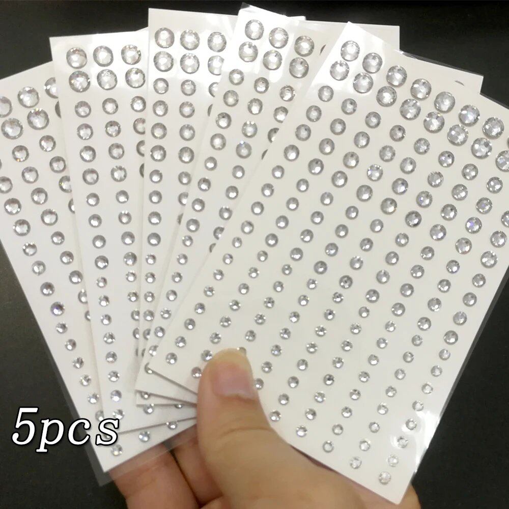 1/5/8-Piece 3D Face and Eye Tattoo Stickers for Party Makeup, Diamond Rhinestone Stickers, Self-Adhesive Mixed Crystal Face Decoration Stickers, Parallel Import