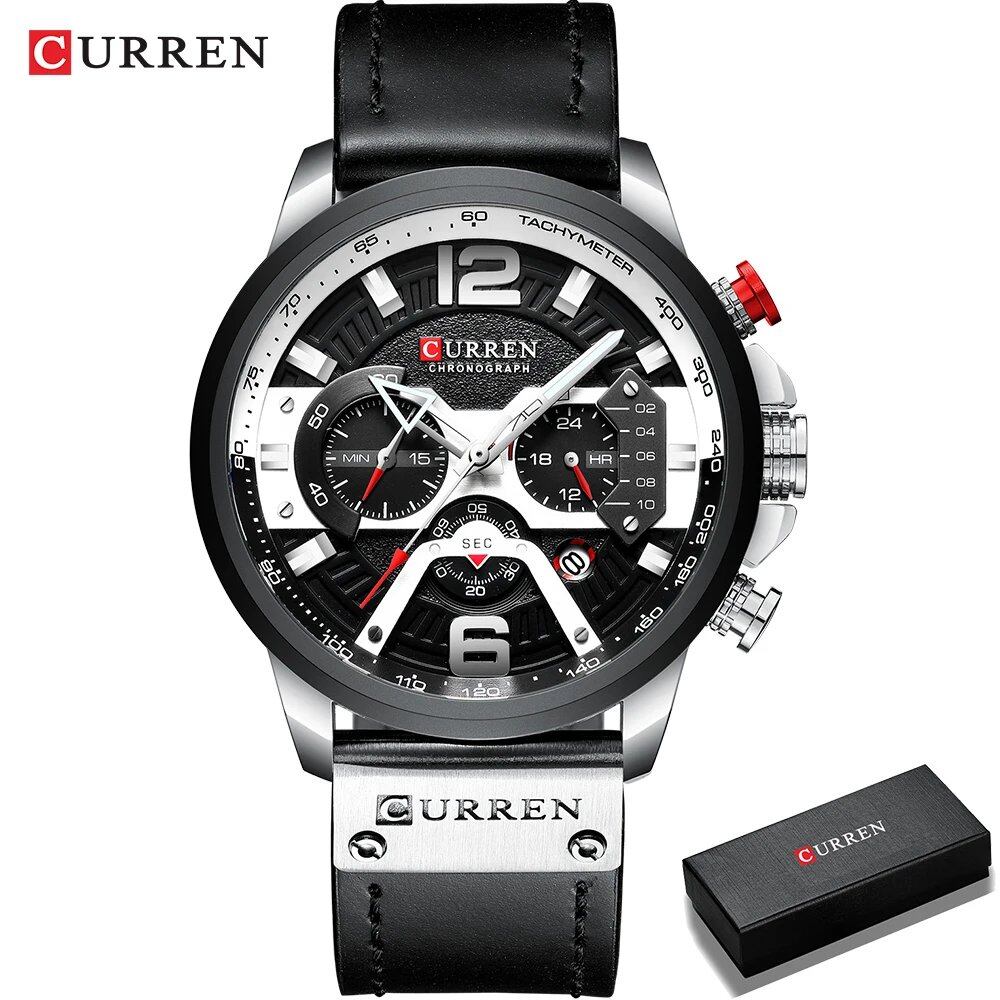 Karen Men's Sports Watch, Luxury Military Leather Chronograph, Stylish Watch, Color: Parallel Import