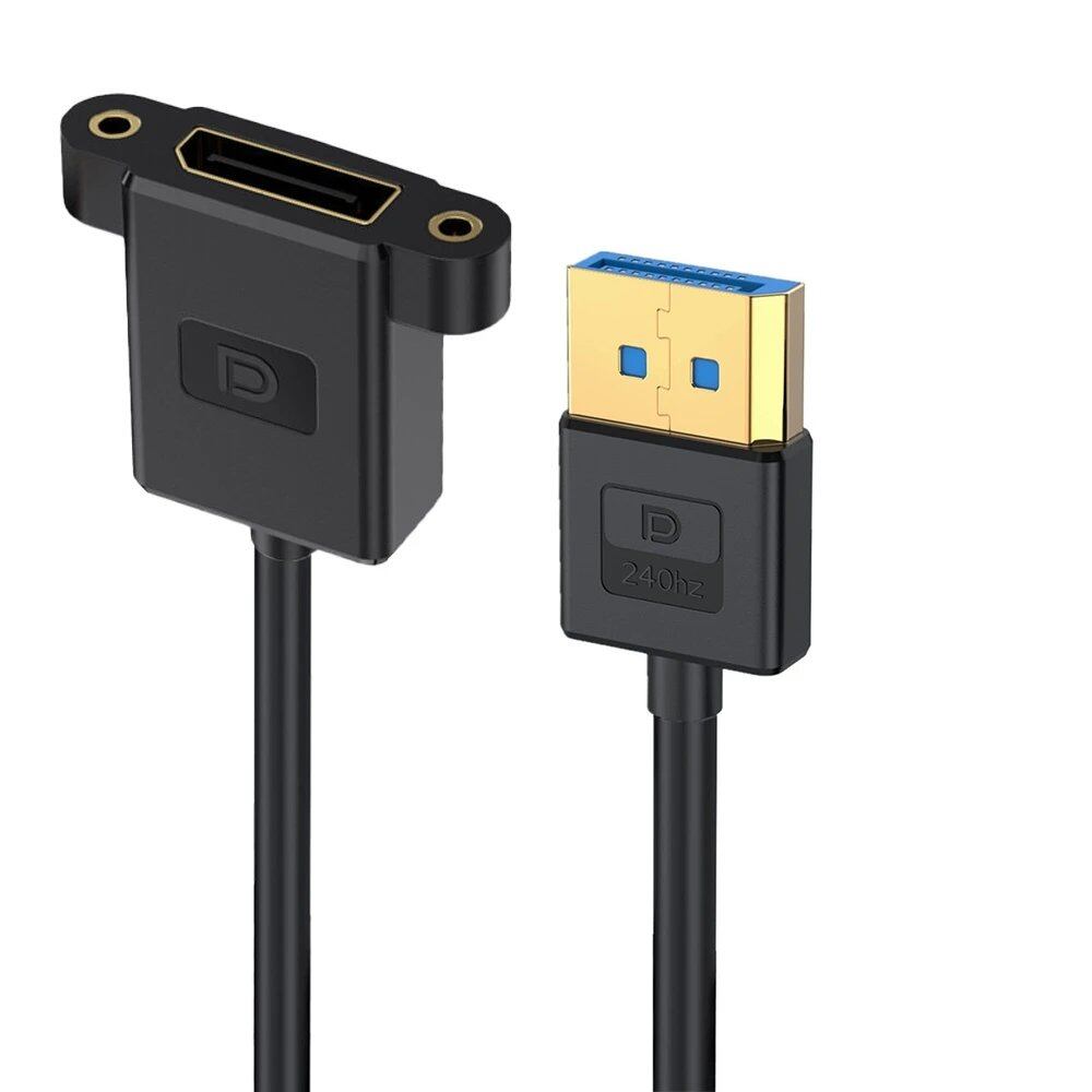 0.3M DisplayPort 1.4 延長パネルマウントケーブル 90度DP上下左右アングル 8K60Hz/4K144Hz対応 薄型コード PCモニター用 並行輸入品