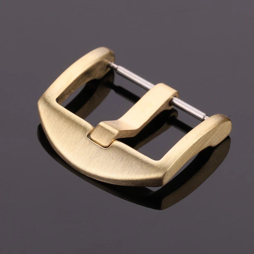 Solid Brass Watch Band Clasp with Brass Pin Buckle for 18mm, 20mm, 22mm, and 24mm Watch Bands, Unique Strap Accessory, Band Color: mm Style, Parallel Import