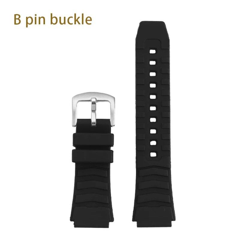 25-20mm Convex Silicone Rubber Watch Band for Casio EF-552, EF-552D, PRG-80, PAG-80, PRW-1000, and PRW-1100. Soft, Men's Bracelet. Band Color: Black (K). Band Width: 25-20mm. Ships from: Parallel Import.