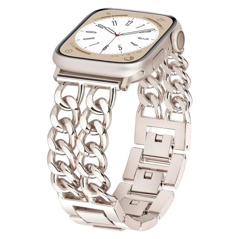 Luxury and elegant women's stainless steel bracelet strap for iWatch Ultra Series 8, 7, 6, 5, 4, and 3. Compatible with 49mm, 41mm, and 45mm models. Parallel import.