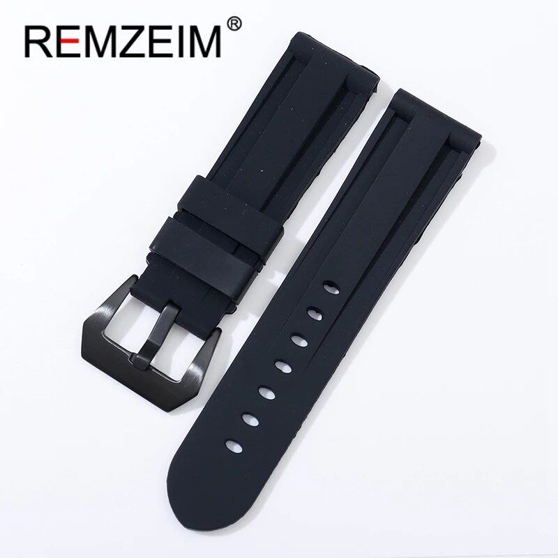 Soft Silicone Sports Watch Band, Waterproof, Men's Replacement Strap with Black Buckle, Compatible with 22mm, 24mm, and 26mm Watches, Band Color: mm, Parallel Import