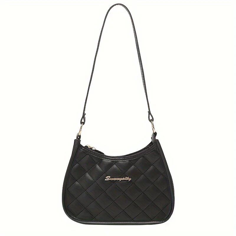 #242 Lombus Quilted Underarm Bag, Women's Hobo Bag, Cute and Fashionable, Small Single Shoulder Bag with Zipper, Casual Shoulder Bag (21), Parallel Import