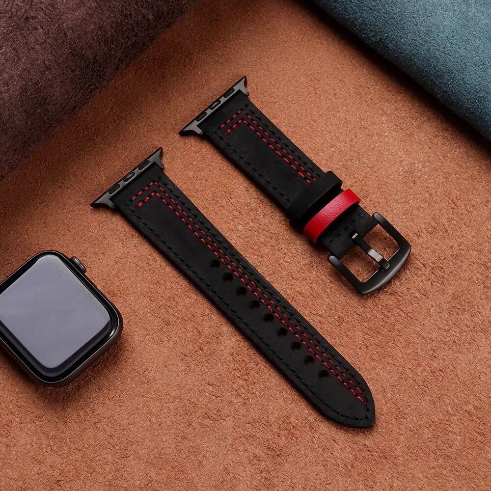 Apple Watch Leather Strap, Band, 46mm, 44mm, 45mm, 49mm, 41mm, 42mm, Accessories, Compatible with iWatch Series 5, 6, SE, 7, 8, Ultra, 9, 10, Band Color: mm, Parallel Import