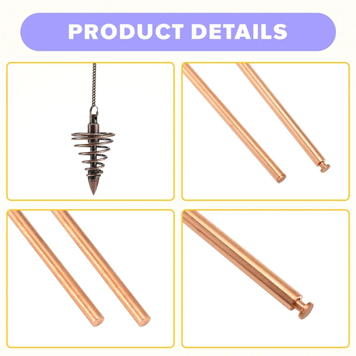 B57A Copper Dowsing Rods, Set of 2, Spiritual Probing Rods, Flexible Copper Rods with Pendulum Pendants, Parallel Import. B57A Copper Dowsing Rods, Set of 2, Spiritual Probing Rods, Flexible Copper Rods with Pendulum Pendants, Parallel Import.