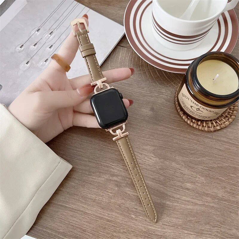 Genuine Apple Watch Leather Strap, Compatible with iWatch Series 8/7/6/SE/5/4/3, 44mm, 41mm, 45mm, 38-42-40mm, Ultra, and 49mm Bands. Parallel Import.