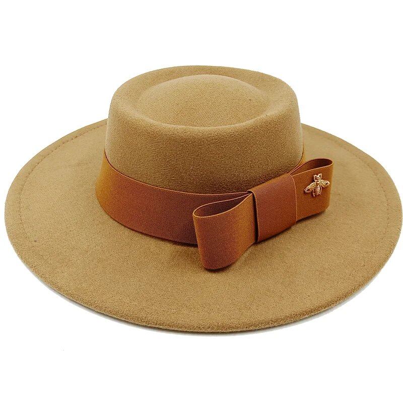 Winter Bowtie Fedora Hat with Textured Surface, Flat Top, and Elastic Band. Red. Men's and Women's Jazz Hat. Sizes: 56-58cm. Ships from: Parallel Import.