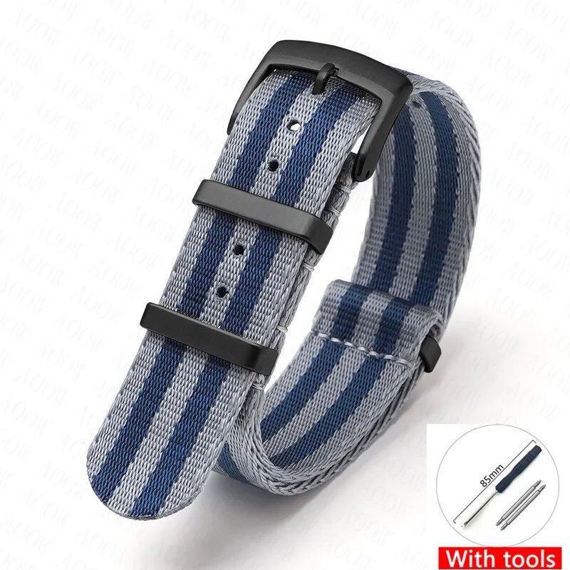 Nylon Strap for Omega Moonwatch, Speedmaster, and Seamaster 300 - Seiko 18mm, 20mm, 22mm, and 24mm Men's Sports Canvas Watch Bracelet, Band Color: mm, Parallel Import