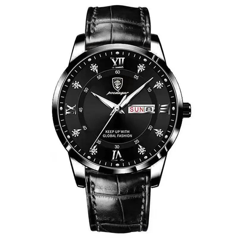POEDAGAR Luxury Men's Waterproof Luminous Leather Quartz Watch for Casual, Sports, and Military Styles. Color: 836. Imported.
