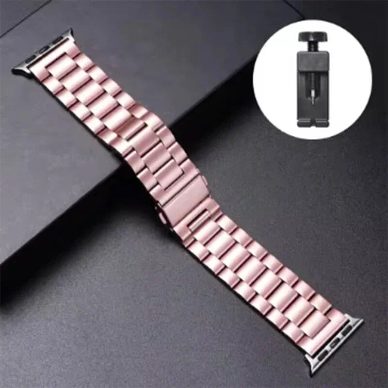 Stainless steel metal band bracelet for Apple Watch Ultra 2/Series 10, 9, 8, 7, 6, 5, and 4 (38/40/41/42/44/45/46/49mm) Band Color: mm Parallel Import