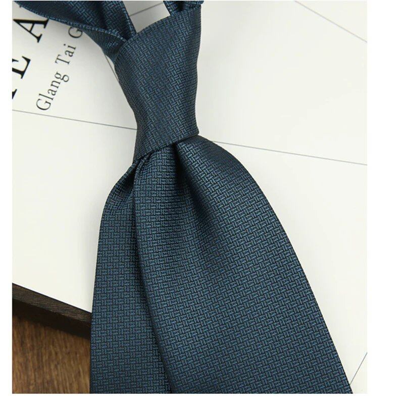 8cm Wide Premium Solid White & Brown Men's Tie, Woven Polyester with Black Ribbon, Perfect for Business, Weddings, and Parties, Cravat, Parallel Import