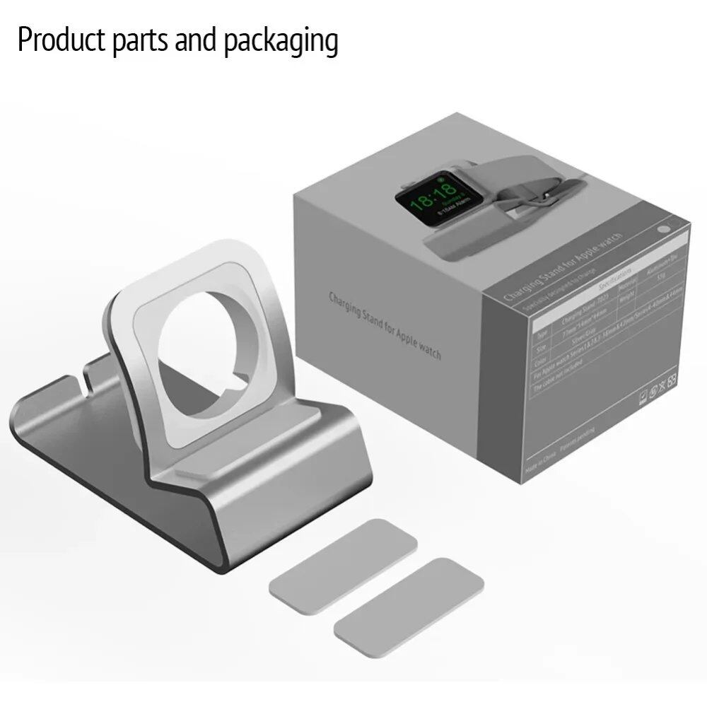 Aluminum Charging Stand for Apple Watch - Compatible with iWatch Ultra/SE/8/7/6/5/4/3/2/1, Dock Station with Silicone Bracket, Color: Parallel Import