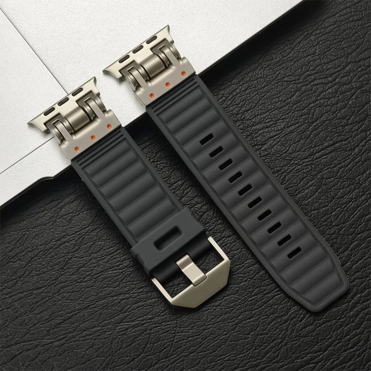 Silicone Sport Band for Apple Watch Ultra2 (49mm, 46mm, 45mm, 44mm) - Compatible with iWatch Series 10/9/8/7/6/5/4/3/2/1 and 42mm Models. Sizes: 42mm, 44mm, 45mm, 46mm, 49mm; Band Colors: Parallel Import