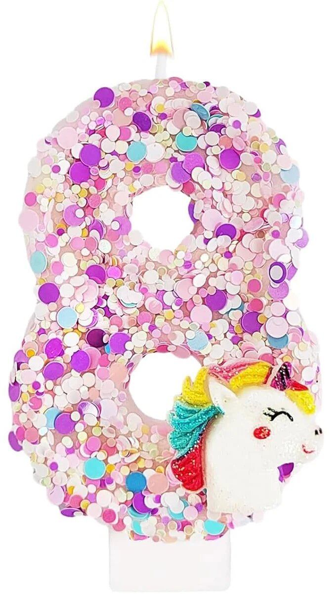 0-9 Number Birthday Candles, Happy Birthday Cake Candles, Unicorn Theme Party Supplies (Parallel Import)