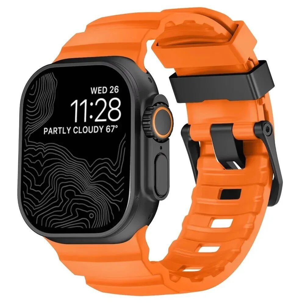 Sport Band for Apple Watch Ultra 2/10/9/8/7/6/SE/5/4 - Soft Silicone and Titanium Bracelet Strap, Compatible with iWatch 42mm, 44mm, 45mm, 46mm, and 49mm Band Colors: 42mm, 44mm, 45mm, 46mm, and 49mm Band Widths (Imported)