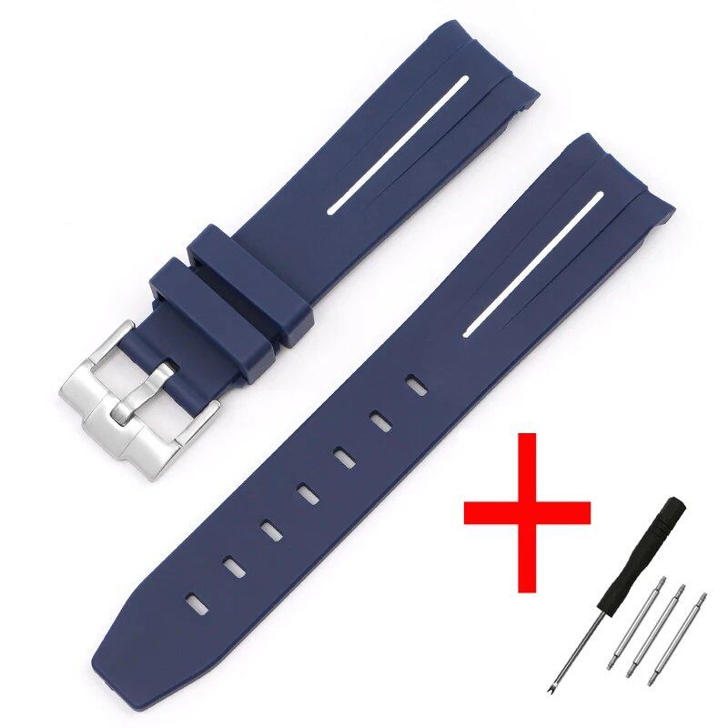 New 20mm Bent End Rubber Watch Strap for Omega Moonwatch, Joint Constellation, Men's Waterproof Sports Watch Band, Band Color: 20mm; Band Width: 20mm, Parallel Import