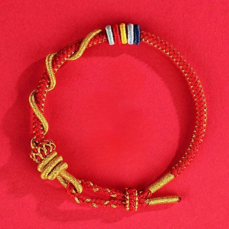 Year of the Snake Handmade Adjustable Bracelet for Women, Dragon Scales, Amulet, Zodiac Luck, Beads, Red Rope Chain, Men's Jewelry, Parallel Import