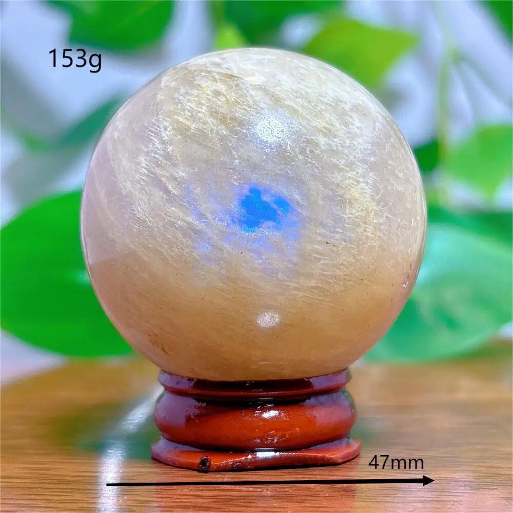 Moonstone Sphere Crystal, Natural Quartz Stone, Home Decor, Mineral, Reiki, Craft, Gift, Energy, Healing, Spiritual, Love, with Stand, Parallel Import
