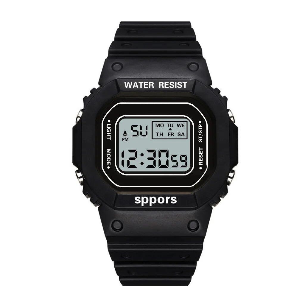 YIKAZE Sports Watch, Unisex, Student-Friendly, LED Electronic Watch, Colorful Square Shape, Waterproof, Rubber Strap, Parallel Import