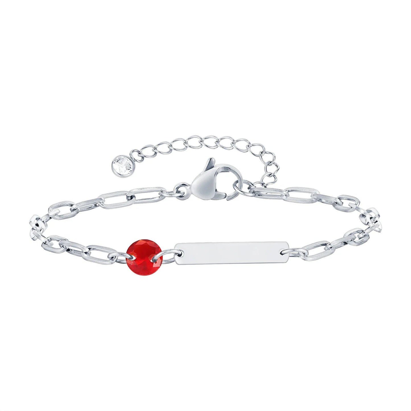 Vnox Zodiac Birthstone Bracelet for Women and Girls, Stainless Steel Rectangular Chain Bracelet with Personalization, Birthday Gift, Metal Color: BR-2085, Parallel Import