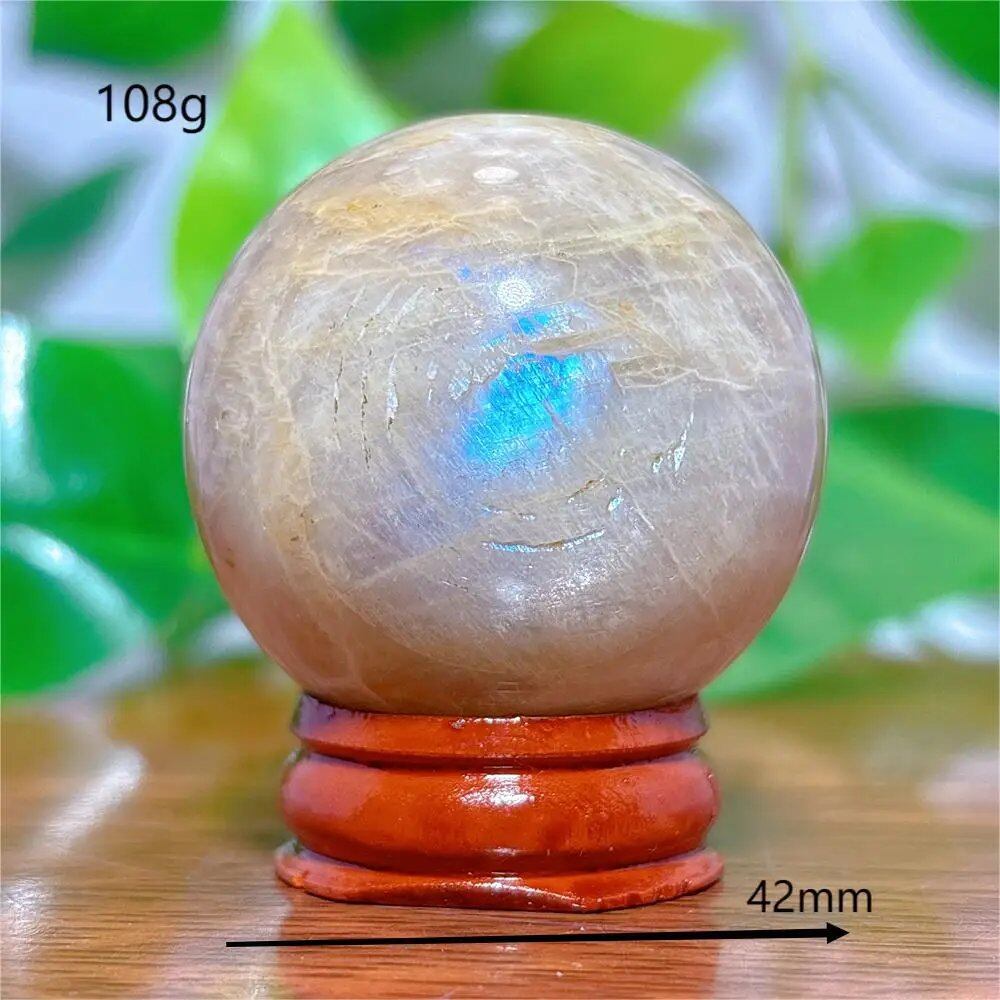 Moonstone Sphere Crystal, Natural Quartz Stone, Home Decor, Mineral, Reiki, Craft, Gift, Energy, Healing, Spiritual, Love, with Stand, Parallel Import