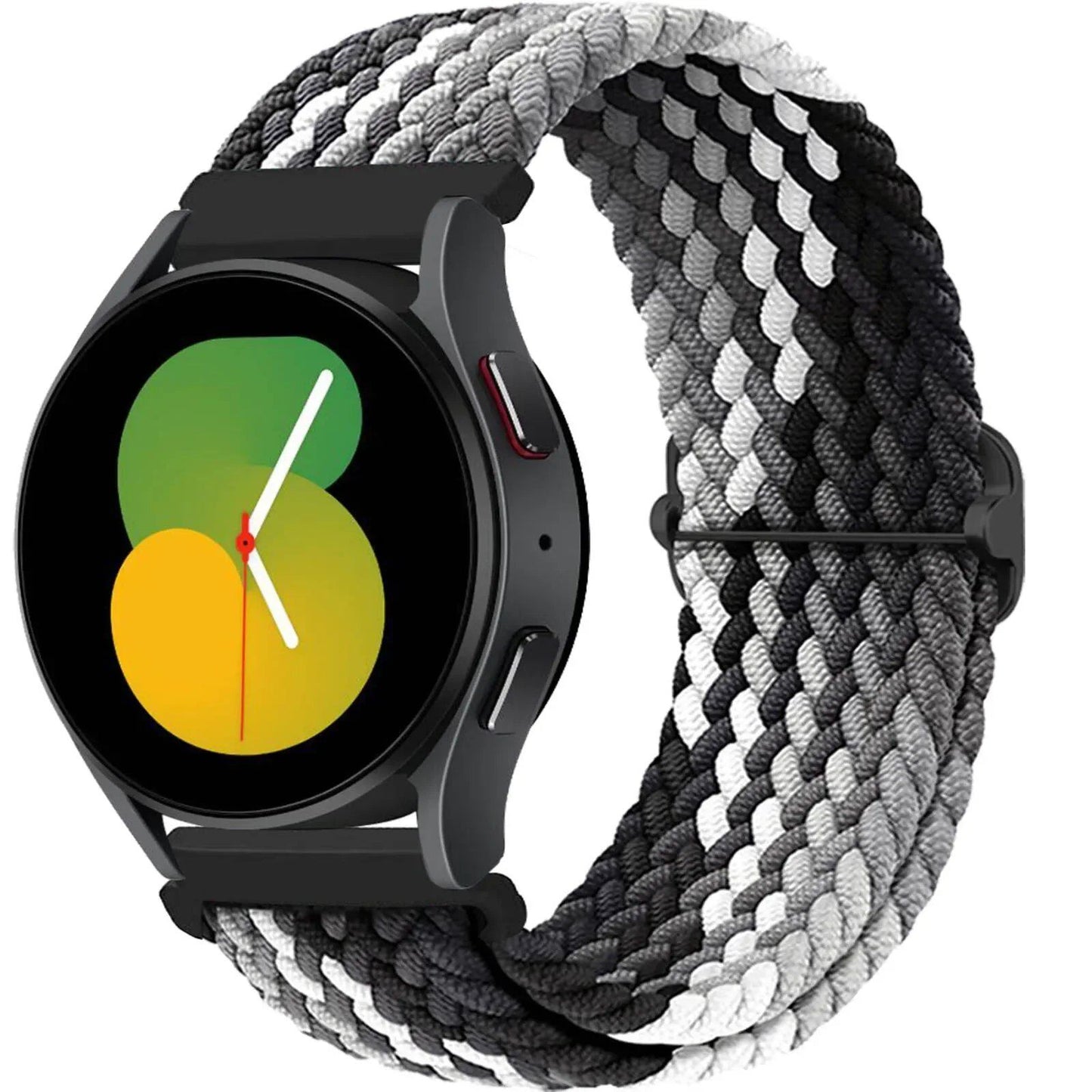 Compatible with Samsung Galaxy Watch 7, 6, 5, and 4 (40mm, 44mm, 6 Classic, 43/47mm), 20mm and 22mm nylon straps. Compatible with Huawei Watch 3 and 4 Pro, Solo Loop woven bands. Band Color: mm; Ships from: Parallel Import.
