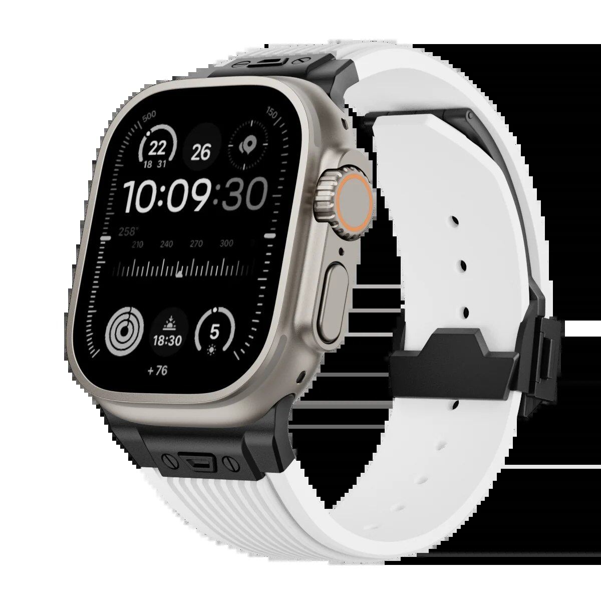 Silicone Sport Strap for Apple Watch Ultra 2/1 (49mm), Series 9/8/7 (45mm/44mm) - Rubber Band Bracelet for iWatch 6/5/4/3 and SE (44mm/42mm). Band Color: mm; Ships from: Parallel Import
