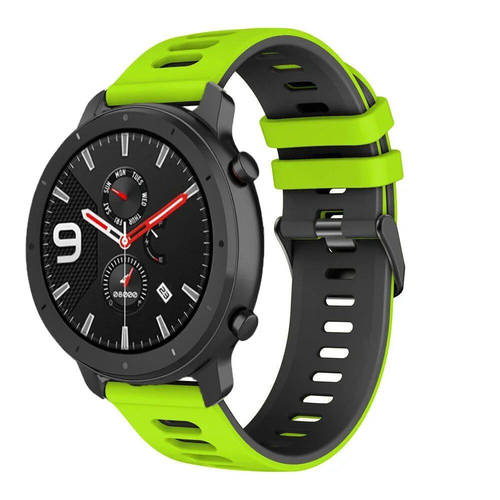 Compatible with Amazfit GTR 47mm/2/2e/Stratos 3/GTR 4/3 Pro/GTS 4 Mini/2/2E/3, 20mm/22mm Silicone Band Strap, Replacement Band, Band Color: mm, Universal, Imported