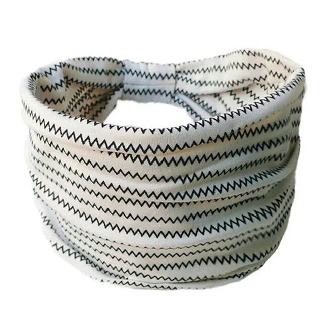 New Boho Floral Print Wide Headband with Vintage Knot Elastic Turban Headwrap for Women and Girls, Cotton Soft Bandana Hair Accessory, Parallel Import