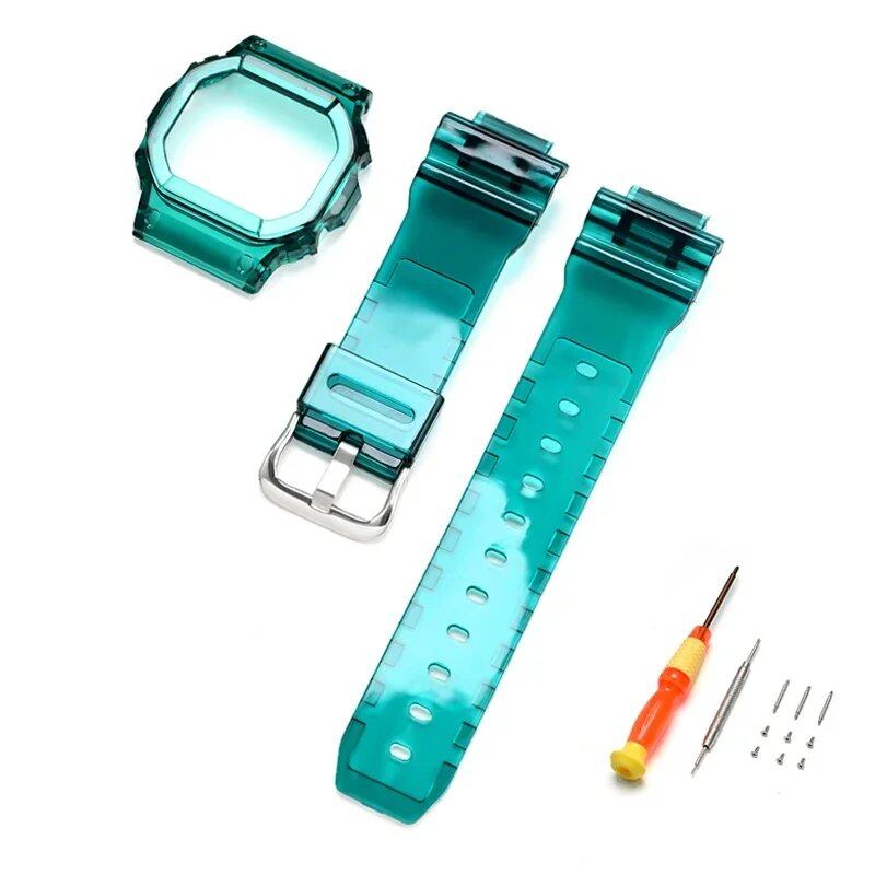 Transparent Rubber Silicone Protective Case Strap Watch Band Bracelet for Casio G-Shock DW-5600, DW-5000, GW-M5610, and GLX-5600, Band Color: 0 Series, Parallel Import