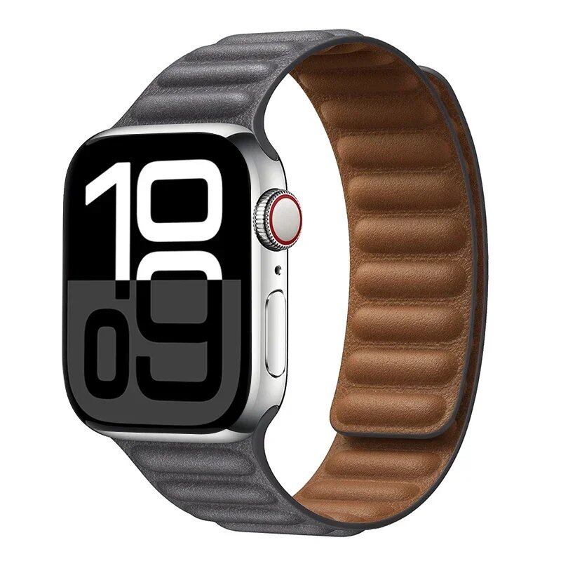 Apple Watch Leather Strap, Magnetic Loop Link Bracelet for iWatch Series 10/9/8/7/6 (45mm, 46mm, 42mm, 44mm, 40mm, 49mm) - Official Website, Band Color: mm, Parallel Import