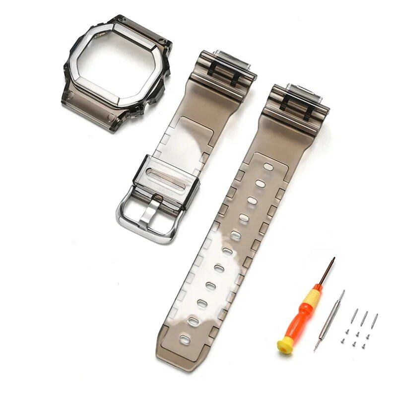 Transparent Rubber Silicone Protective Case Strap Watch Band Bracelet for Casio G-Shock DW-5600, DW-5000, GW-M5610, and GLX-5600, Band Color: 0 Series, Parallel Import