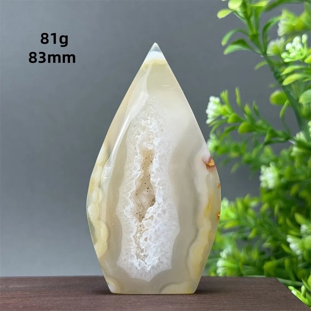 Natural Yellow Agate Geode, Freeform Torch, Mineral Energy, Home Furnishings, Meditation, Aura, Prayer, Altar, Gift, Parallel Import