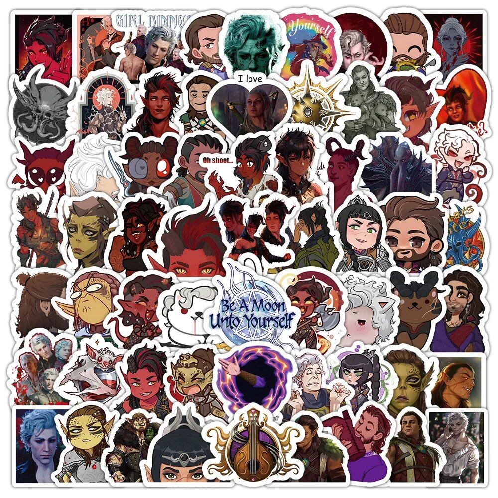 10/30/50/100 Sheets BG3 Cartoon Stickers, Baldur's Gate Stickers for DIY Laptops, Smartphones, Guitars, Cars, Bikes, Skateboards, Games, Waterproof, Kids, Toys, Color: Parallel Import
