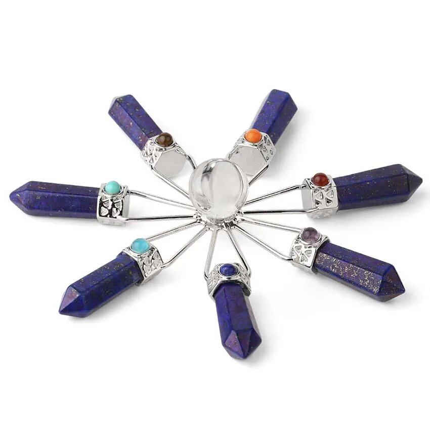Amethyst Crystal Quartz Stone Hexagonal Spiral Pendulum Energy Generator for Healing, Chakra Awakening, Spiritual Meditation, and Decoration (Imported)