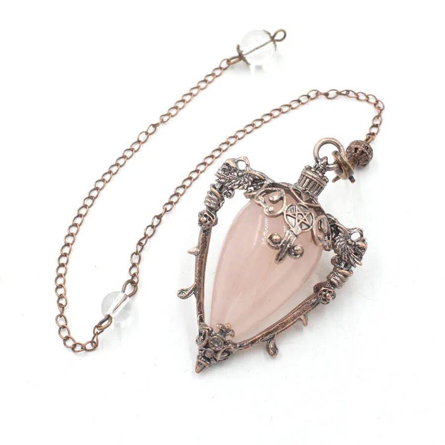 Large Natural Stone Pendant, Crystal Pendulum, Divination, Black Obsidian, Amethyst, Lapis Lazuli, Pink Quartz, Reiki, Spiritual, Pendulum, X210, Metal Color: Parallel Import