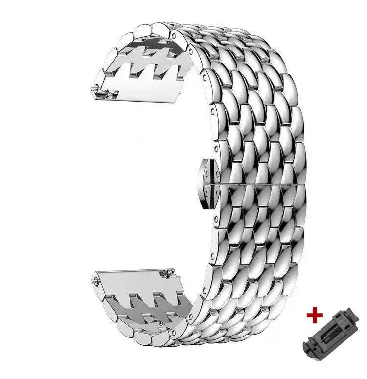 Stainless steel band for Samsung Galaxy Watch 6 (43mm, 47mm, 4, 42mm, 5, 40/44mm), 20mm, 22mm strap; Huawei Watch 4 Pro GT3 (46mm, 43mm) bracelet. Band color: mm; Ships from: Parallel import.