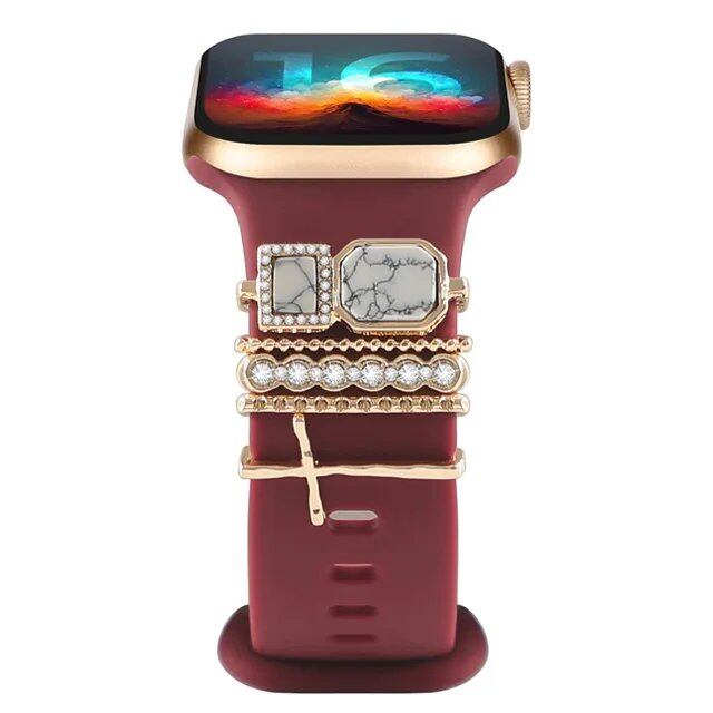 Diamond Jewelry-Embossed Band for Apple Watch Ultra 2, 9, 8, and 7, Compatible with Samsung and Huawei, 20/22mm Bracelet Strap, Band Color: ; Ships from: Parallel Import