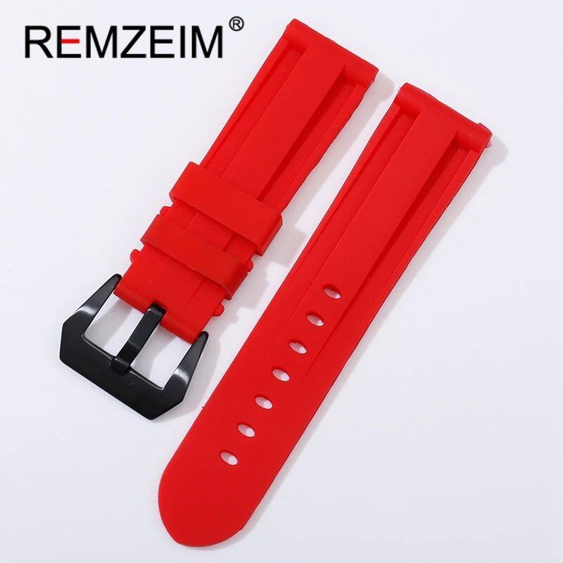 Soft Silicone Sports Watch Band, Waterproof, Men's Replacement Strap with Black Buckle, Compatible with 22mm, 24mm, and 26mm Watches, Band Color: mm, Parallel Import