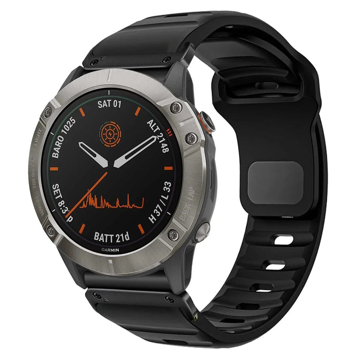 QuickFit Silicone Strap for Garmin Fenix 8, E, 7, 7X, 6X, Pro, 5X Plus, Epic, Pro Gen 2, 47mm, 51mm, Enduro 3, Gapless, 22mm, 26mm, Watch Band, Size: 2; Ships from: Parallel Import