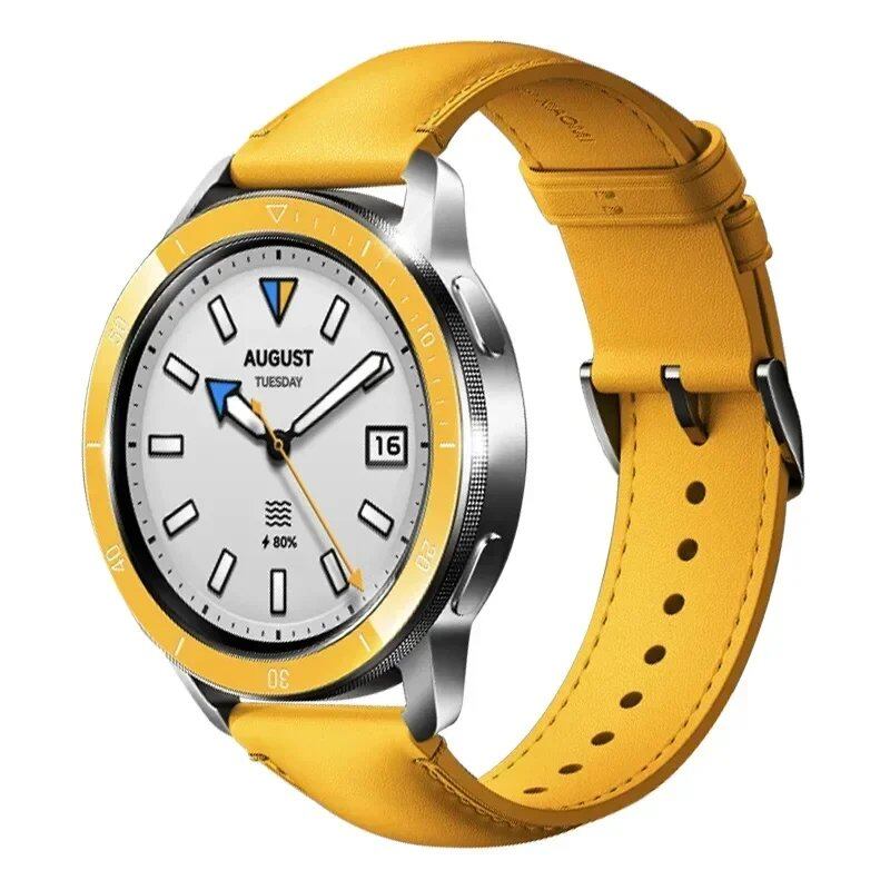 22mm Universal Calf Leather Strap Band Accessory for Xiaomi Watch S3, S1 Pro/S1, MI Color 2, and S1 Active. Band Color: Parallel Import