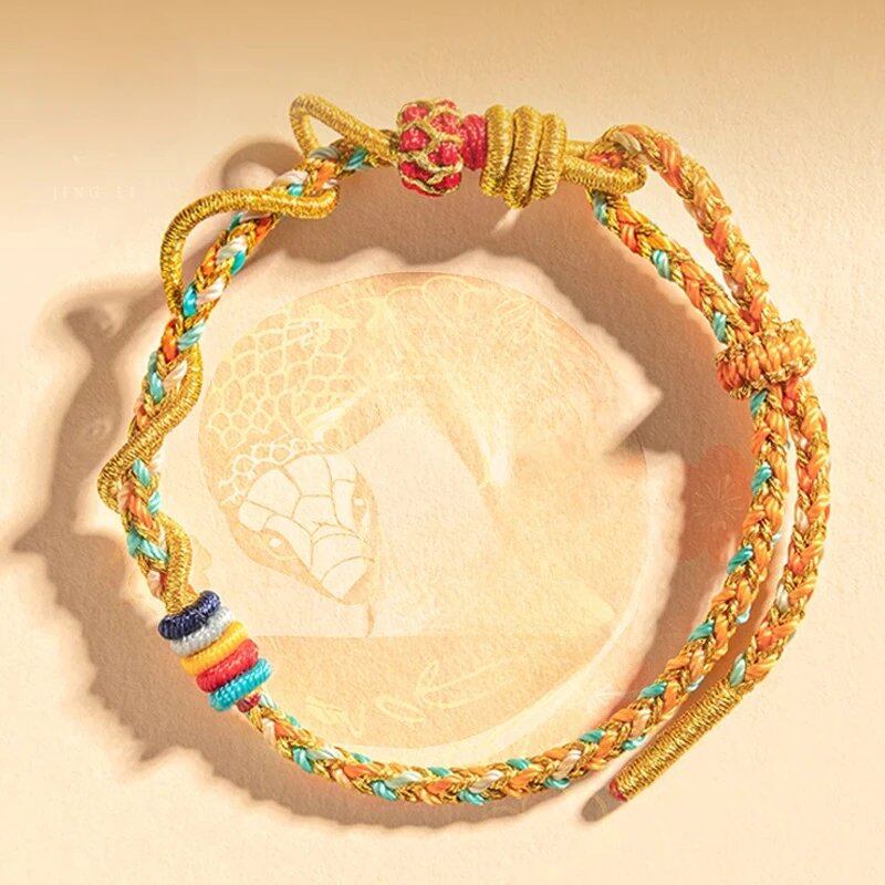 Year of the Snake Handmade Adjustable Bracelet for Women, Dragon Scales, Amulet, Zodiac Luck, Beads, Red Rope Chain, Men's Jewelry, Parallel Import