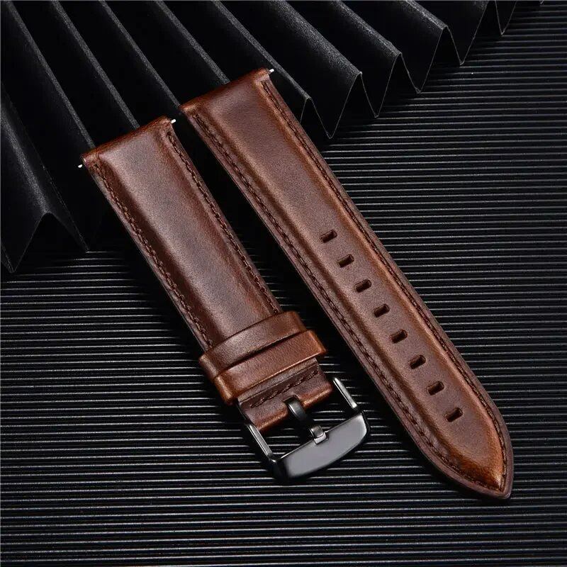 Quick Release Leather Watch Band, 18mm, 20mm, 22mm, Business Watch Strap, Black, Brown, Soft Bracelet, Watch Accessories, Band Color: mm, Parallel Import