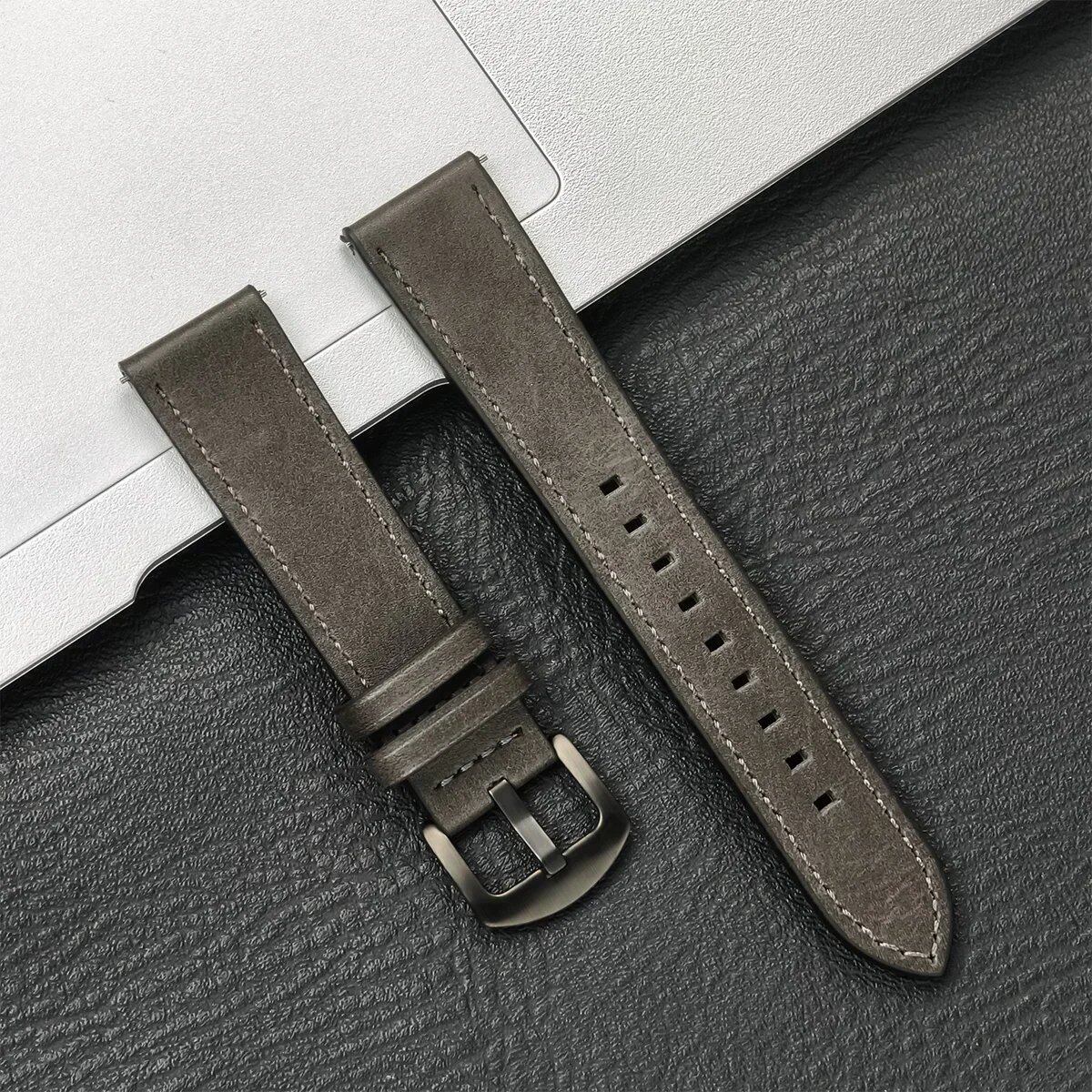 Compatible with Samsung Galaxy Watch 6/5/4 (40mm/44mm) and Xiaomi Redmi Watch 3 Lite/Active, 20mm/22mm Leather Strap, Vintage Style, Size 2, Parallel Import