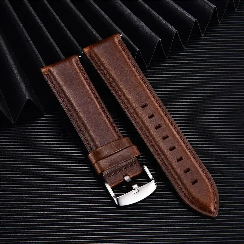 Quick Release Leather Watch Band, 18mm, 20mm, 22mm, Business Watch Strap, Black, Brown, Soft Bracelet, Watch Accessories, Band Color: mm, Parallel Import