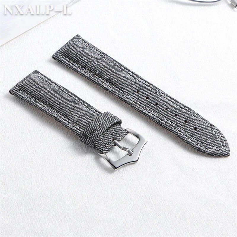 Denim, Canvas, Nylon Watch Strap, 18mm, 20mm, 22mm Leather Watch Band, Compatible with Seiko and Omega Watches, Bracelet, Smartwatch Wristband, Accessories, Band Color: mm, Parallel Import