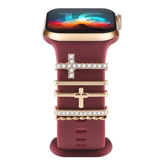 Diamond Jewelry-Embossed Band for Apple Watch Ultra 2, 9, 8, and 7, Compatible with Samsung and Huawei, 20/22mm Bracelet Strap, Band Color: ; Ships from: Parallel Import