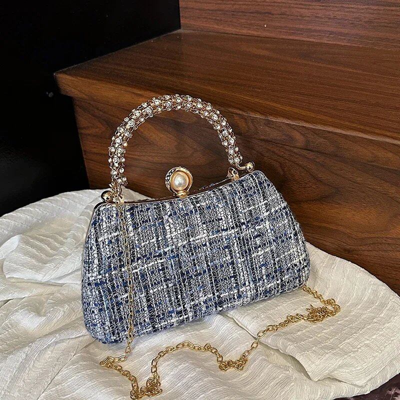 レディース イブニングハンドバッグ トップハンドル ラインストーン デイクラッチ 結婚式 ディナーパーティー ドレスアップ クリップバッグ ダイヤモンド パーティーバッグ ブラック サイズ:(最大長20cm以上30cm未満);色;発送元: 並行輸入品
